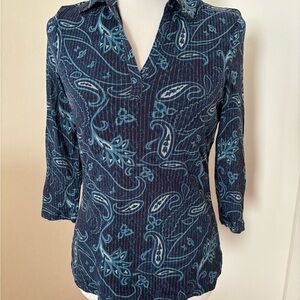 Paisley Print Women's Top - Blue
